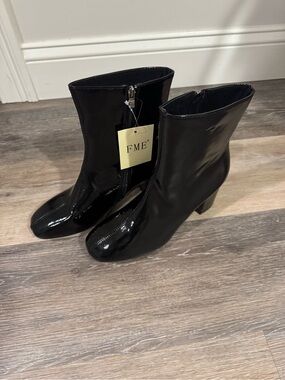 FME Makeover Essentials Black Patent Boots for Women 8.5